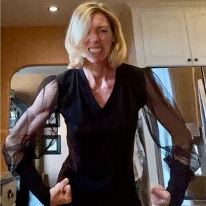 Metamorphoza Black V-Neck SHEER sleeves!